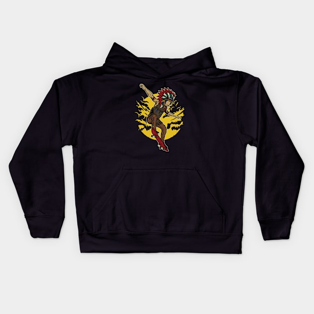 Indian Chief Skateboard Kids Hoodie by MisfitInVisual